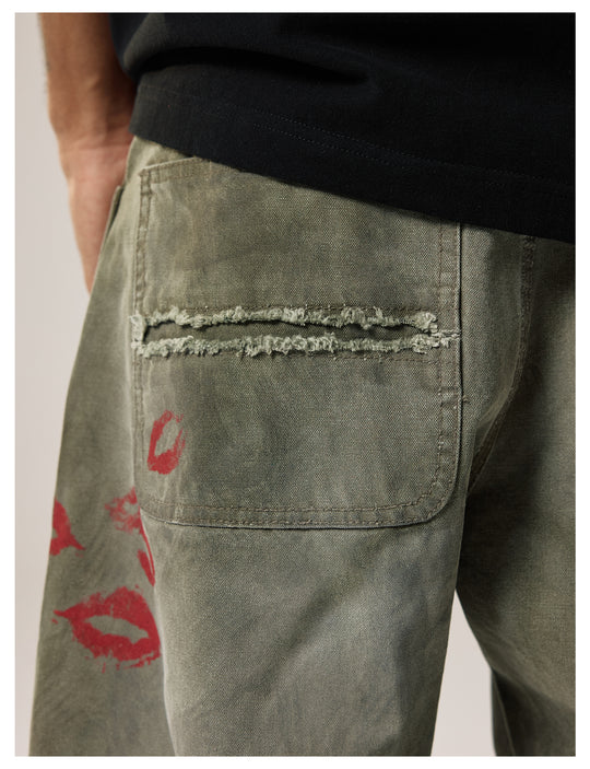Remedy Kiss Mark Distressed Hole Work Painter Pants | Face 3 Face