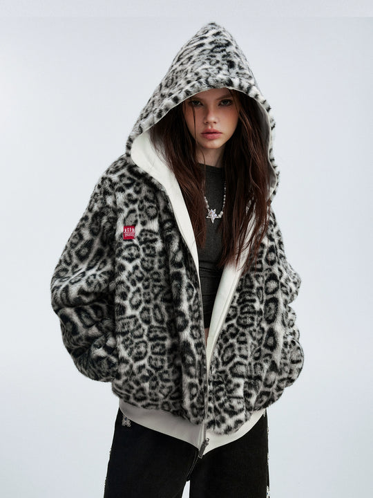 MEDM Reversible Leopard Fur Hooded Jacket | Face 3 Face