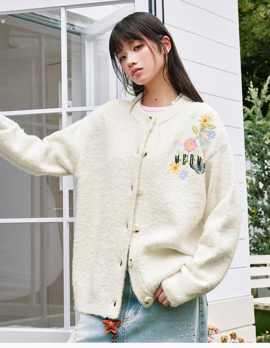 MEDM Floral Vine Embroidered Knit Cardigan | Face 3 Face