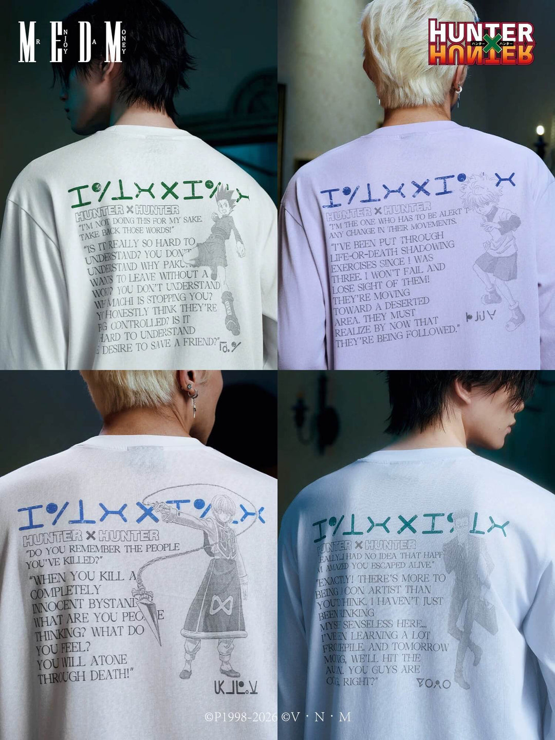 MEDM × HUNTER×HUNTER Character Monologue Print Long Sleeve Tee | Face 3 Face