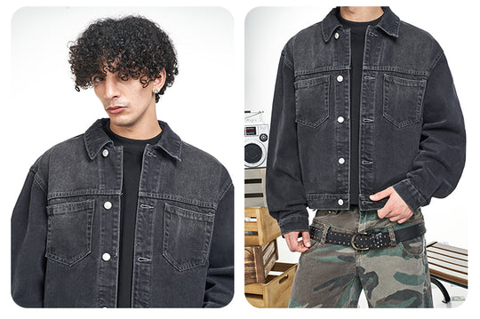 F3F Select Basic Washed Black Denim Jacket | Face 3 Face