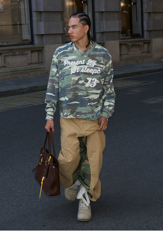 STEEPC Khaki Camouflage Patchwork Baggy Work Pants | Face 3 Face