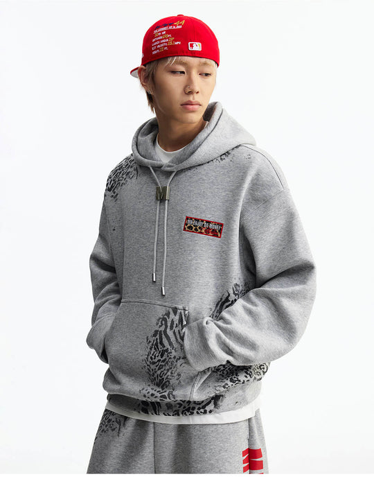 MEDM Leopard Print M Buckle Drawstring Hoodie | Face 3 Face