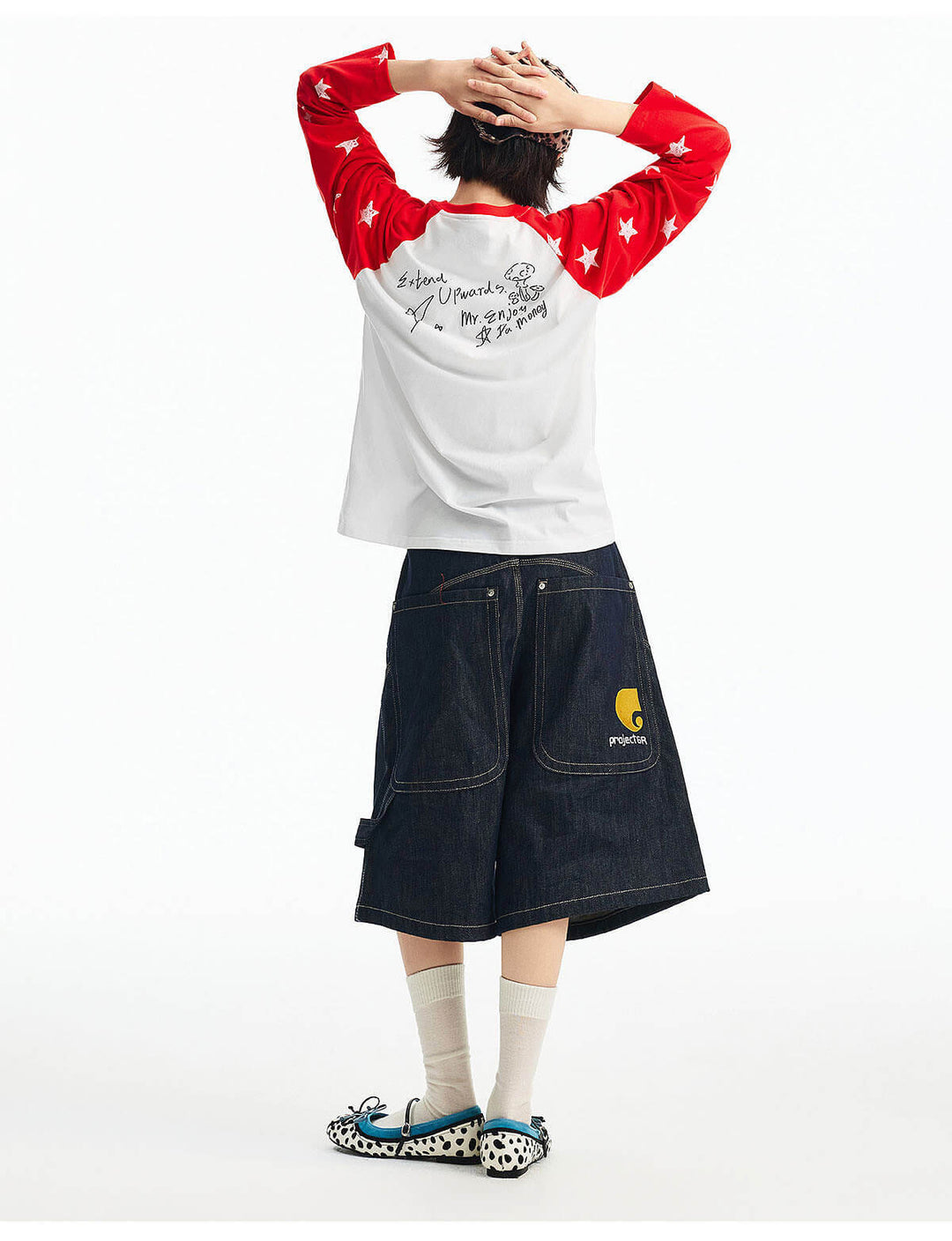 MEDM Star Print Raglan Long Sleeve Tee | Face 3 Face