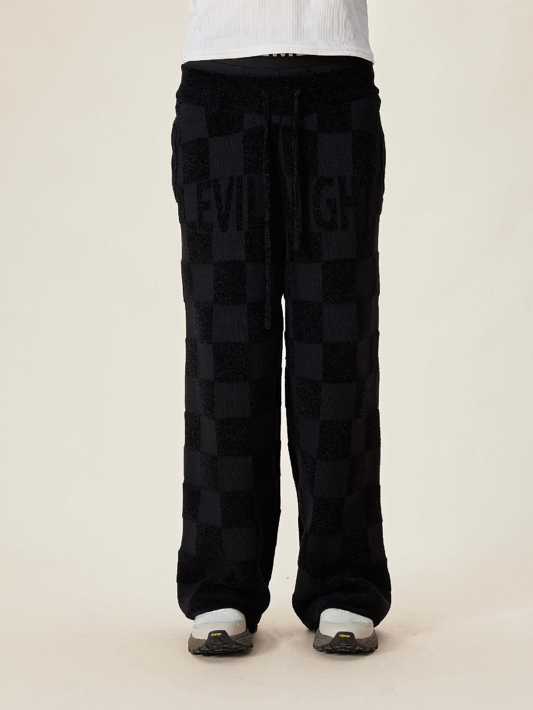 EVILKNIGHT(EK) Jacquard Logo Plaid Knit Pants | Face 3 Face