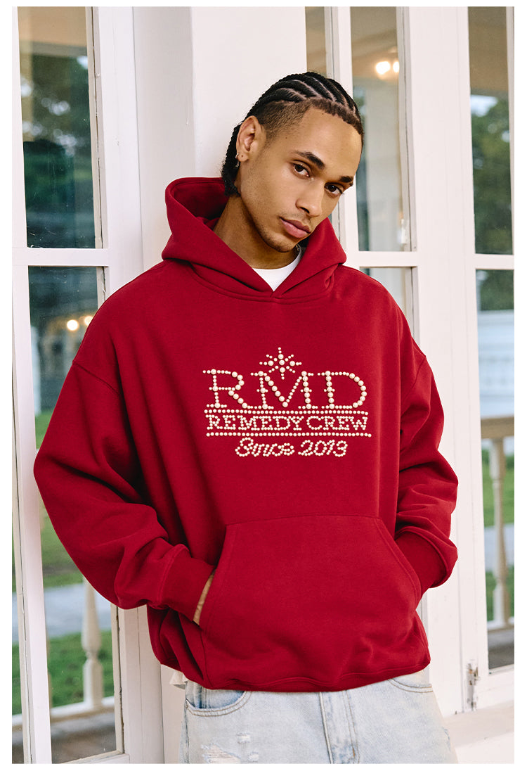 Remedy RMD Pearl Letter Embroidered Hoodie | Face 3 Face