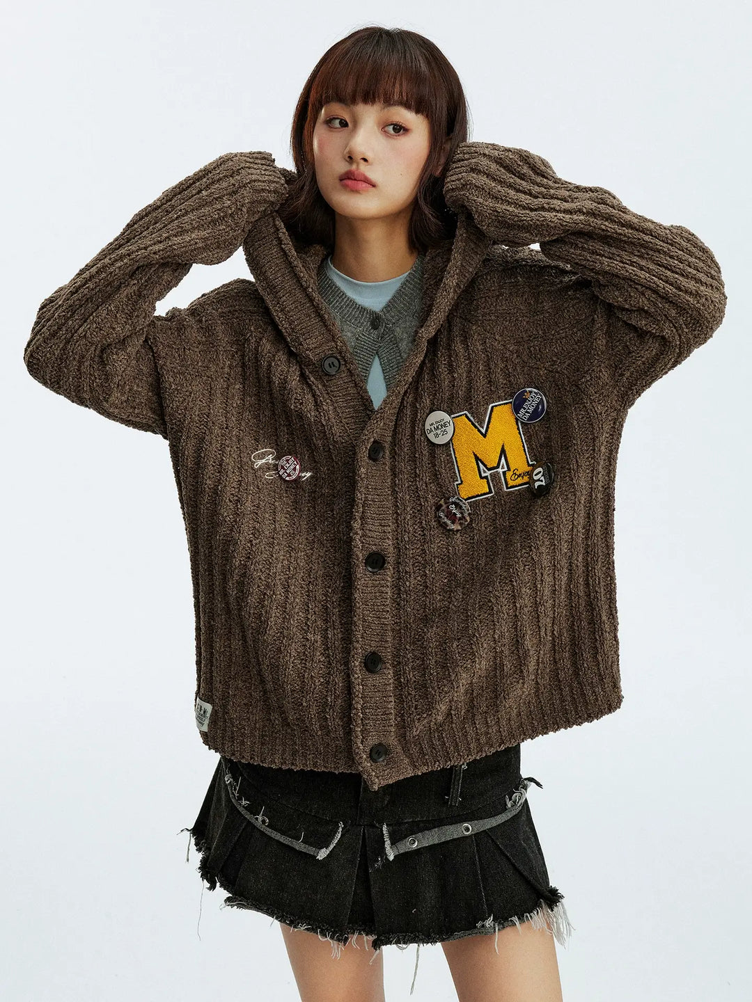 MEDM Stripe Knit Hooded Cardigan | Face 3 Face