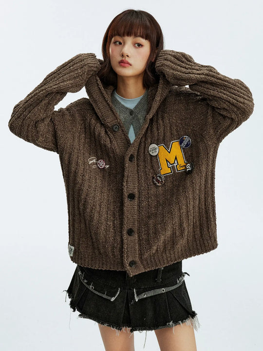 MEDM Stripe Knit Hooded Cardigan | Face 3 Face