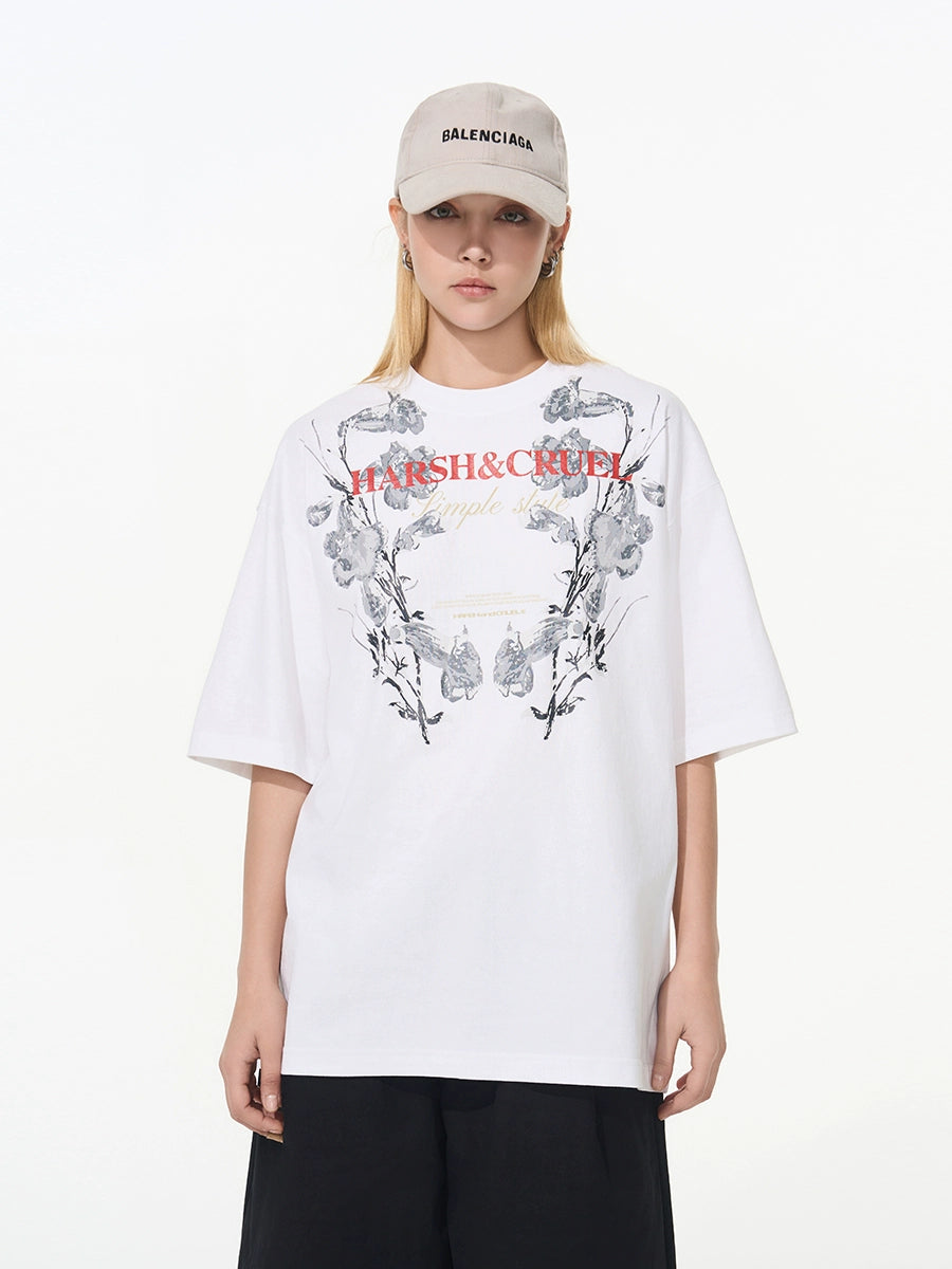 Harsh and Cruel Symmetrical Floral Print Tee