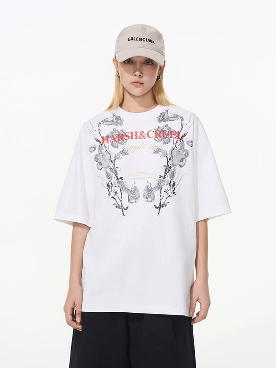 Harsh and Cruel Symmetrical Floral Print Tee