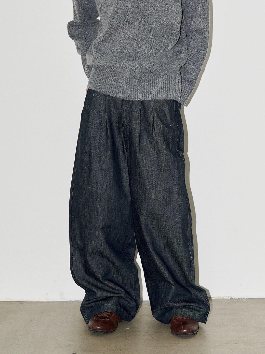 LIBERAFIT Raw Denim Pleated Dress Baggy Jeans | Face 3 Face