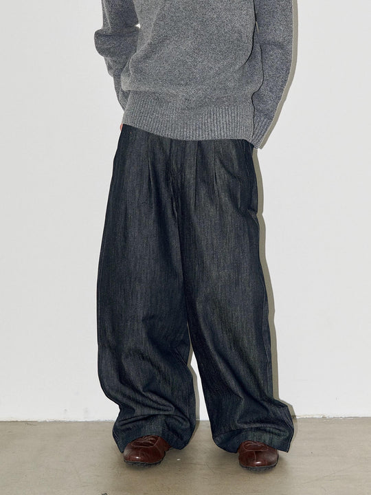 LIBERAFIT Raw Denim Pleated Dress Baggy Jeans | Face 3 Face