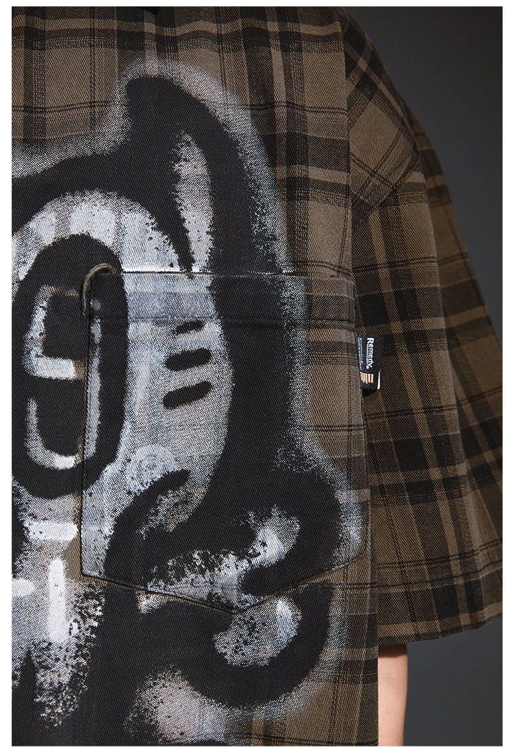 Remedy Skull Print Plaid Short Sleeve Shirt | Face 3 Face