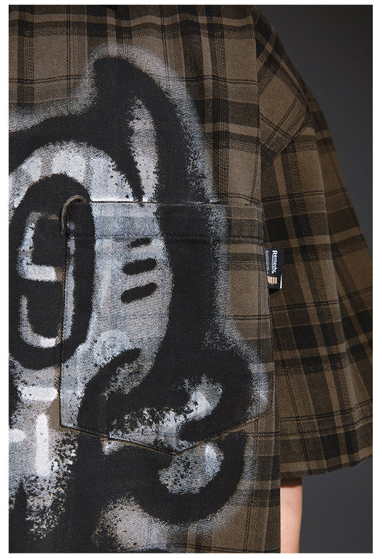 Remedy Skull Print Plaid Short Sleeve Shirt | Face 3 Face