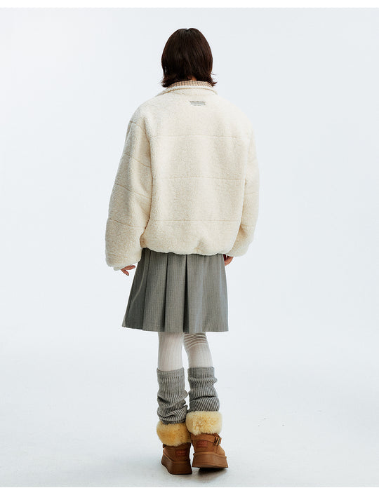 MEDM Plaid Trim Sherpa Short Jacket | Face 3 Face