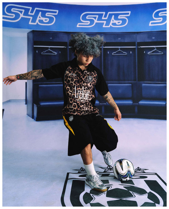 S45 Leopard Color Block Short Sleeve Polo Soccer Jersey | Face 3 Face
