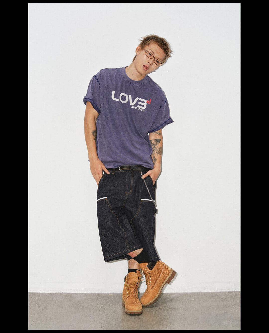 NOVACAM Love Graphic Print Washed Short Sleeve Tee | Face 3 Face