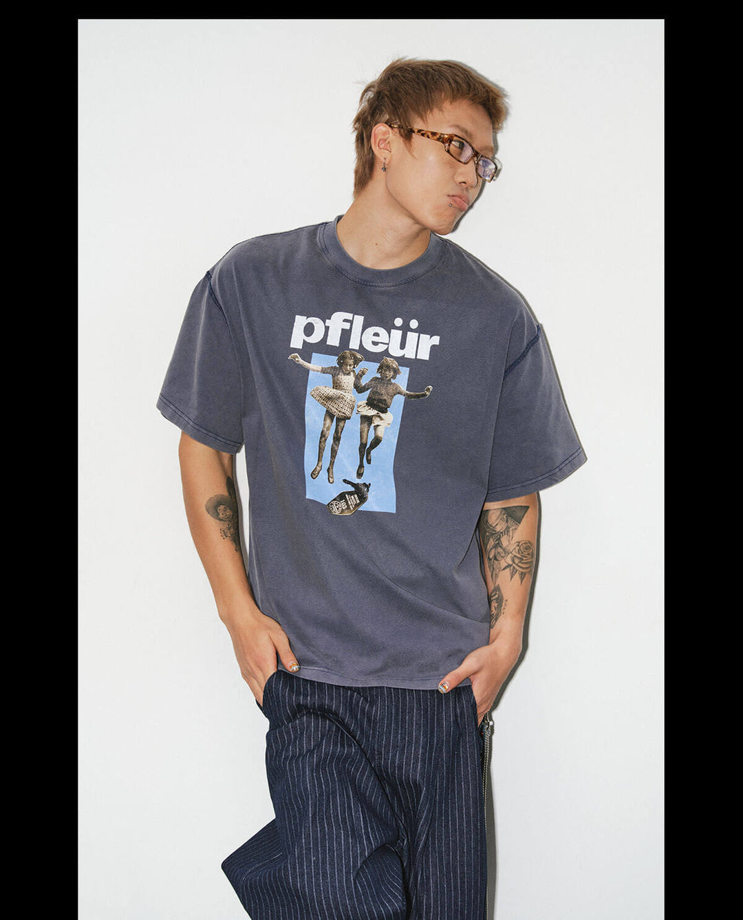 NOVACAM Vintage Washed Photo Print Short Sleeve Tee | Face 3 Face