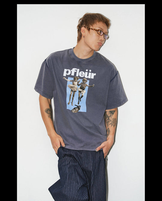NOVACAM Vintage Washed Photo Print Short Sleeve Tee | Face 3 Face