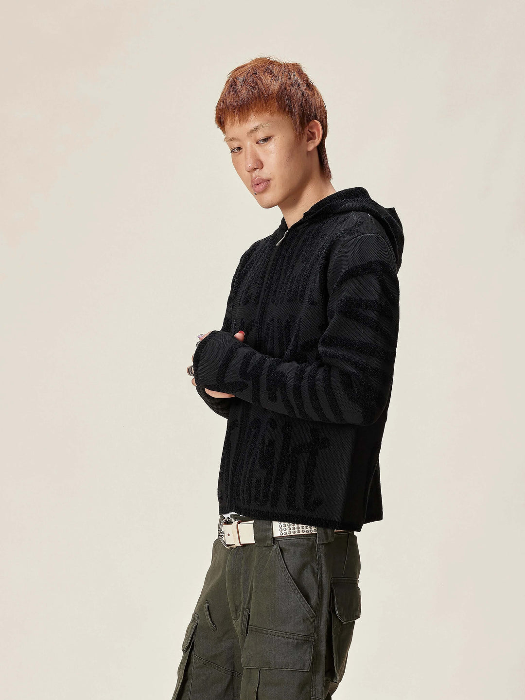 EVILKNIGHT(EK) Jacquard Knit Zip Up Hoodie