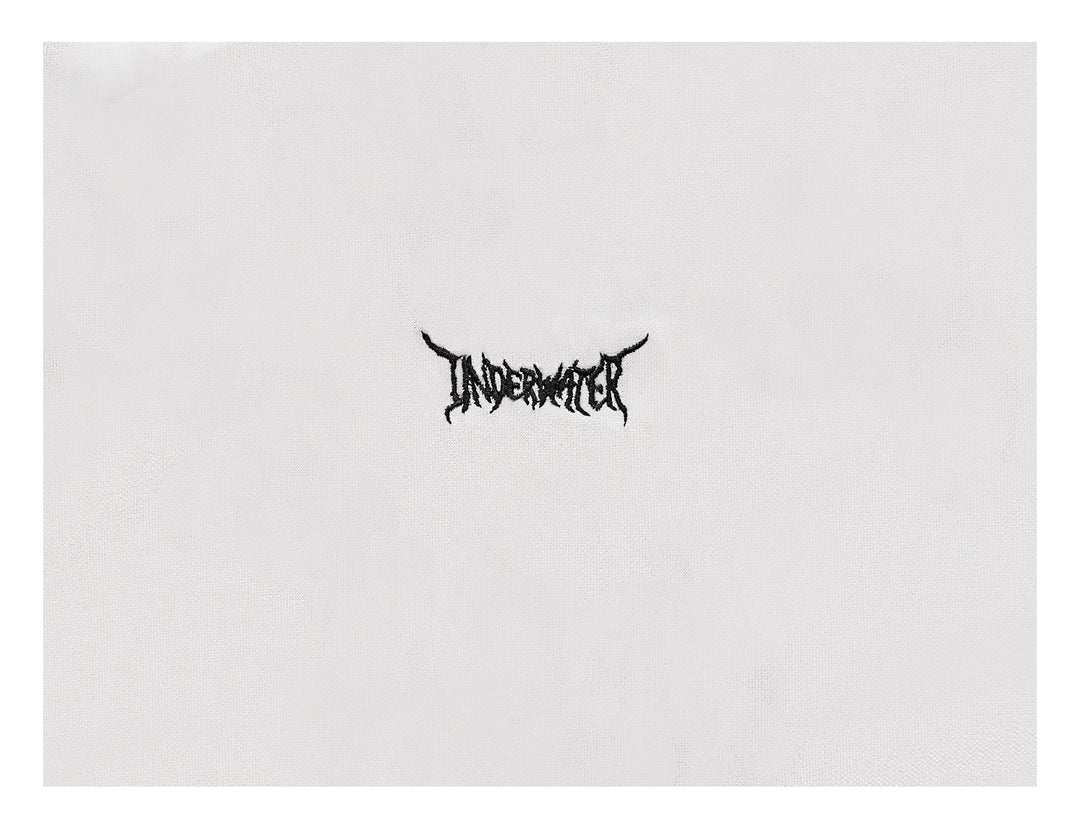 UNDERWATER White and Red Deconstructed Patchwork Embroidered Jersey Tee | Face 3 Face