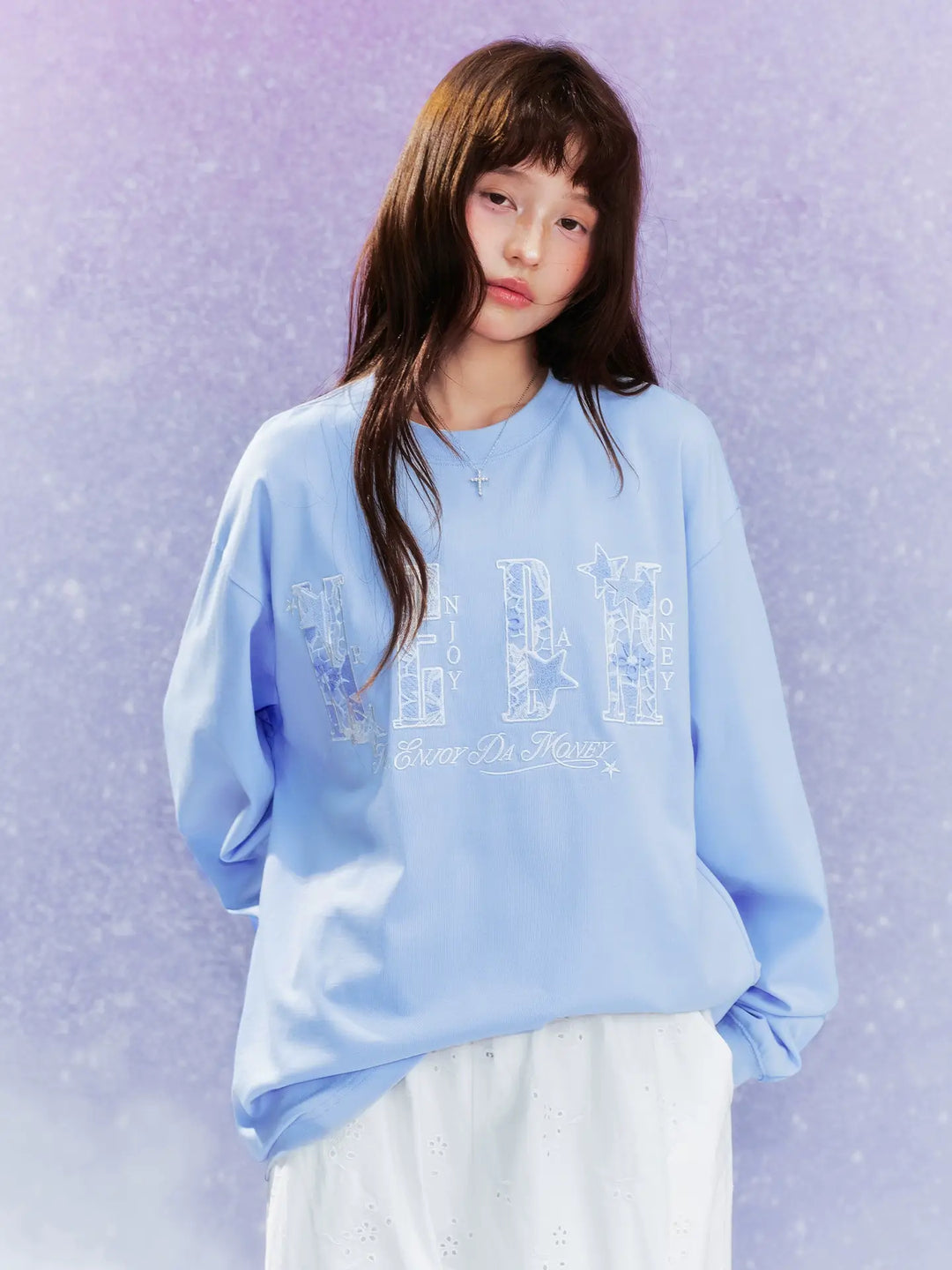 MEDM Flower Star Logo Embroidered Long Sleeve Tee | Face 3 Face