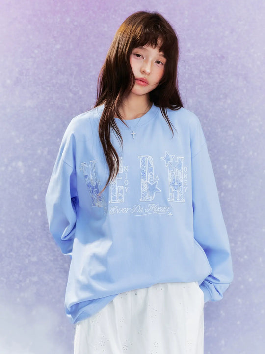 MEDM Flower Star Logo Embroidered Long Sleeve Tee | Face 3 Face