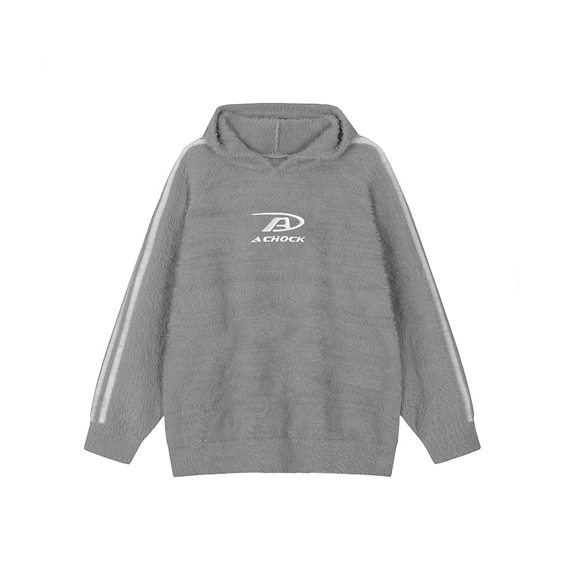 Achock Logo Jacquard Mink Wool Knit Hoodie
