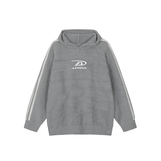 Achock Logo Jacquard Mink Wool Knit Hoodie