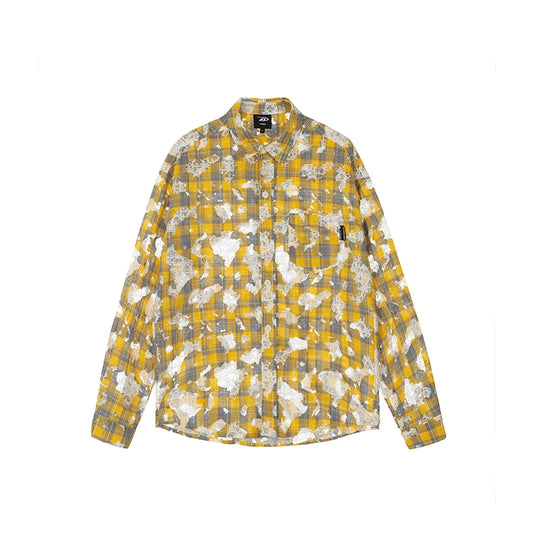 Achock Holes Lace Patches Plaid Long Sleeved Shirt | Face 3 Face