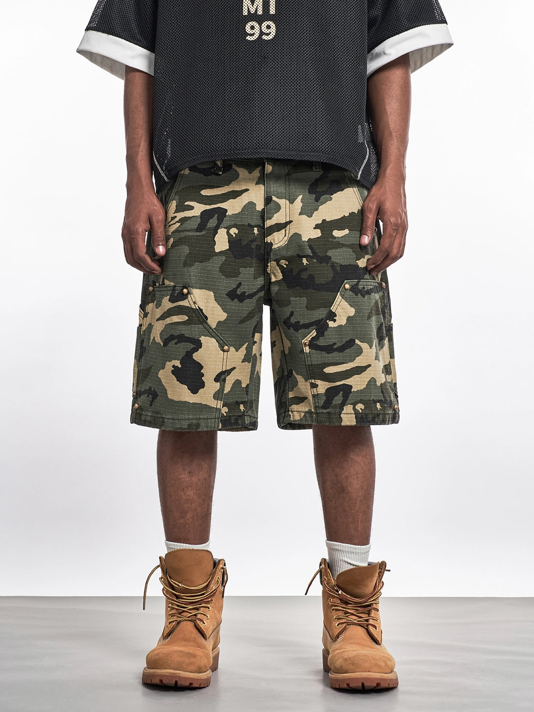 F3F Select Ripstop Double Knee Camouflage Studs Work Shorts | Face 3 Face