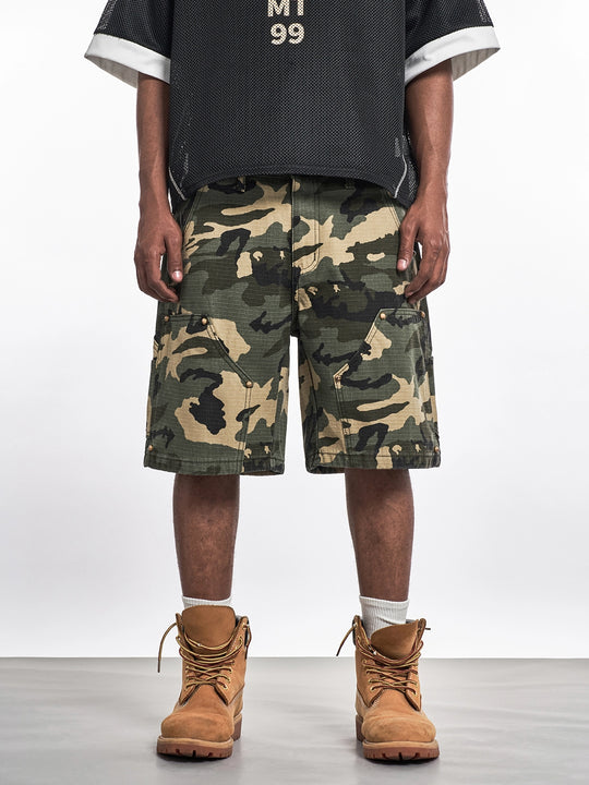 F3F Select Ripstop Double Knee Camouflage Studs Work Shorts | Face 3 Face