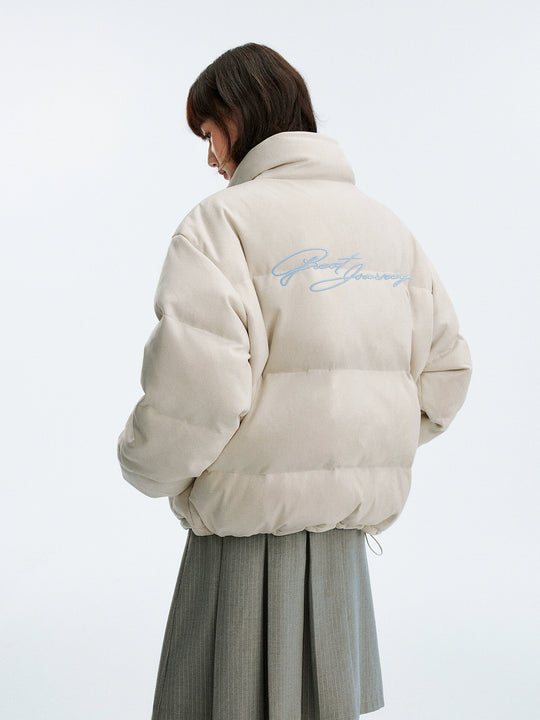 MEDM Suede 3D Embroidered Down Jacket | Face 3 Face