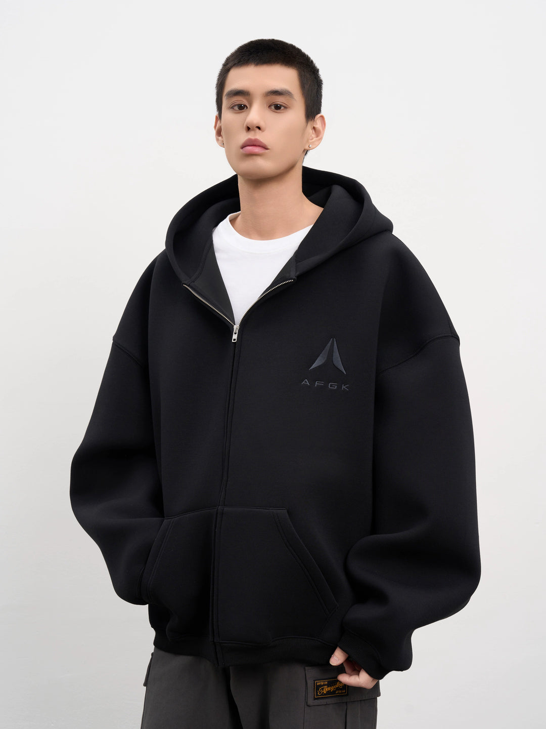 AFGK Air Layer Embroidered Oversized Zip-Up Hoodie | Face 3 Face