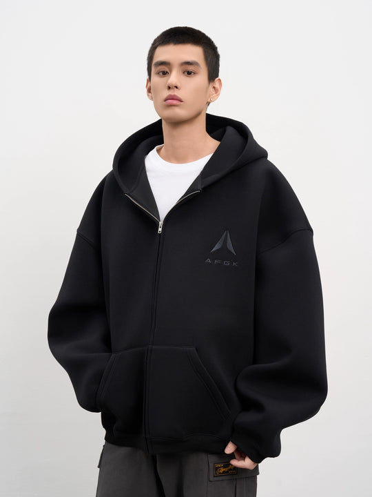 AFGK Air Layer Embroidered Oversized Zip-Up Hoodie | Face 3 Face