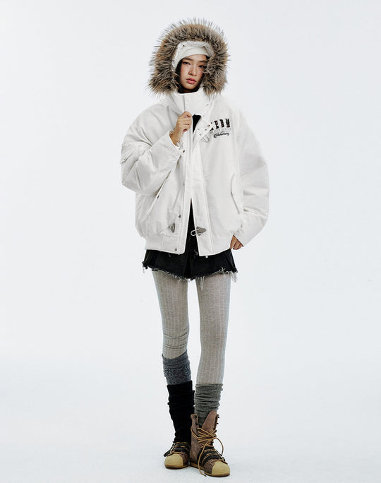 MEDM Detachable Fur Metal Snaps Down Jacket | Face 3 Face