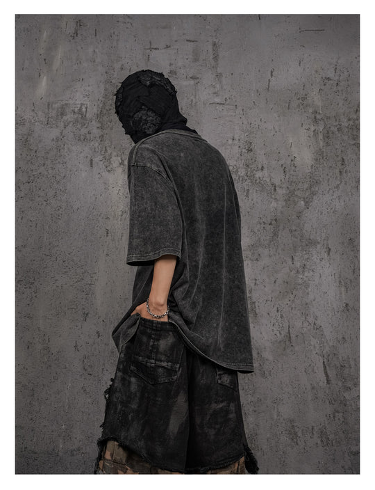 UNDERWATER Black Sand-Washed Basic Faded Tee | Face 3 Face