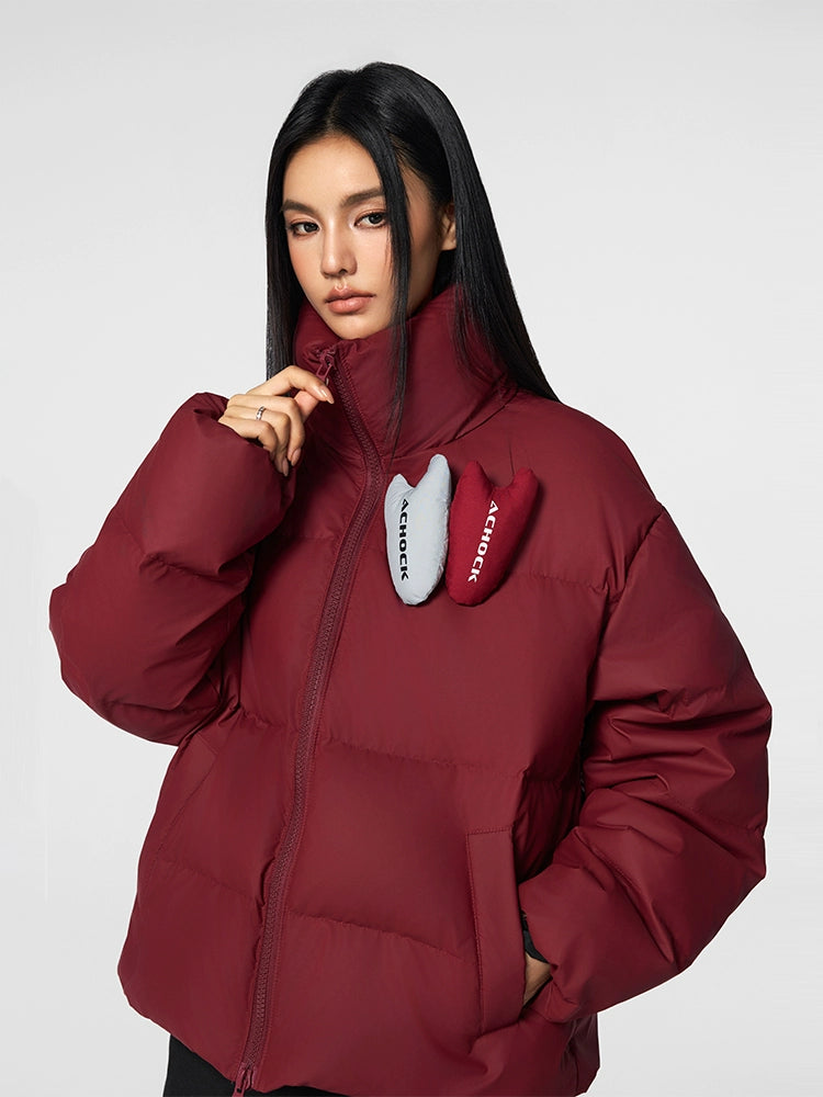 Achock PU Leather Velcro Down Jacket | Face 3 Face