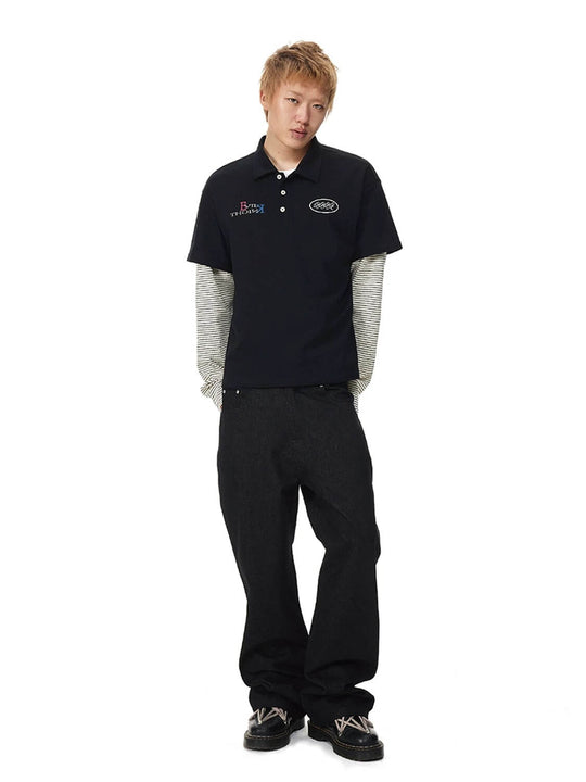EVILKNIGHT(EK) Perforated Waistband Black Denim Jeans