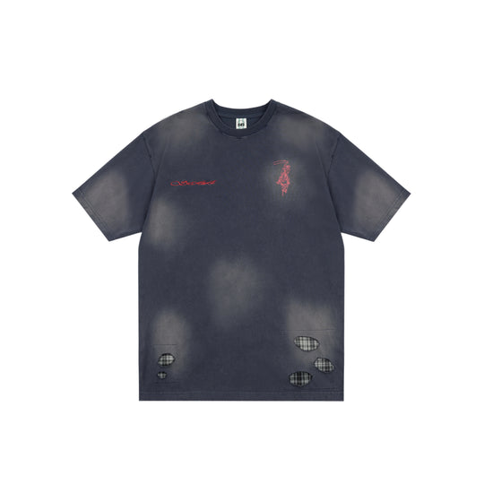 S45 Plaid Patchwork Washed Embroidered Logo Tee | Face 3 Face