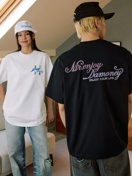 MEDM Fuzzy Embroidered Print Logo Tee | Face 3 Face