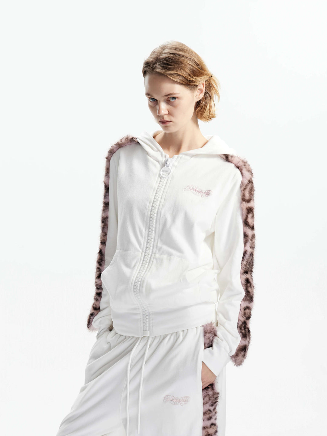 KARMANISTIC Tiger and Leopard Faux Fur Stripe Zip Up Hoodie | Face 3 Face