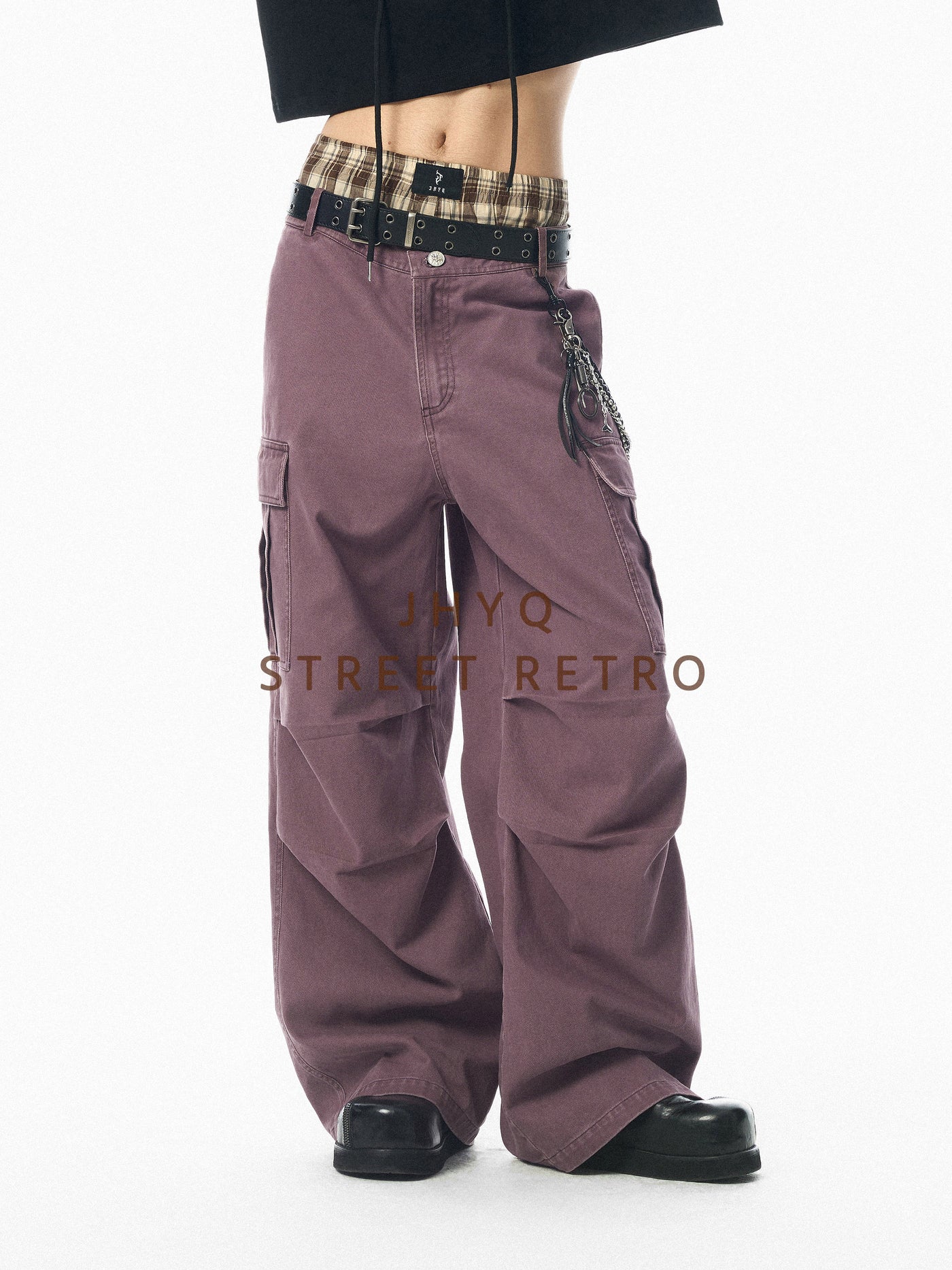 JHYQ Washed Pleated Work Baggy Cargo Pants | Face 3 Face