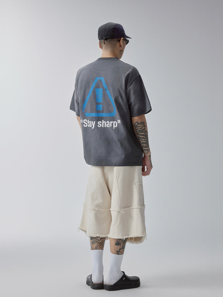 F2CE Aged Mud Dye Printed Slogan Tee | Face 3 Face