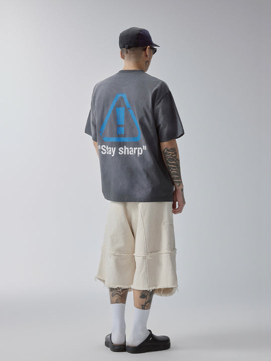 F2CE Aged Mud Dye Printed Slogan Tee | Face 3 Face