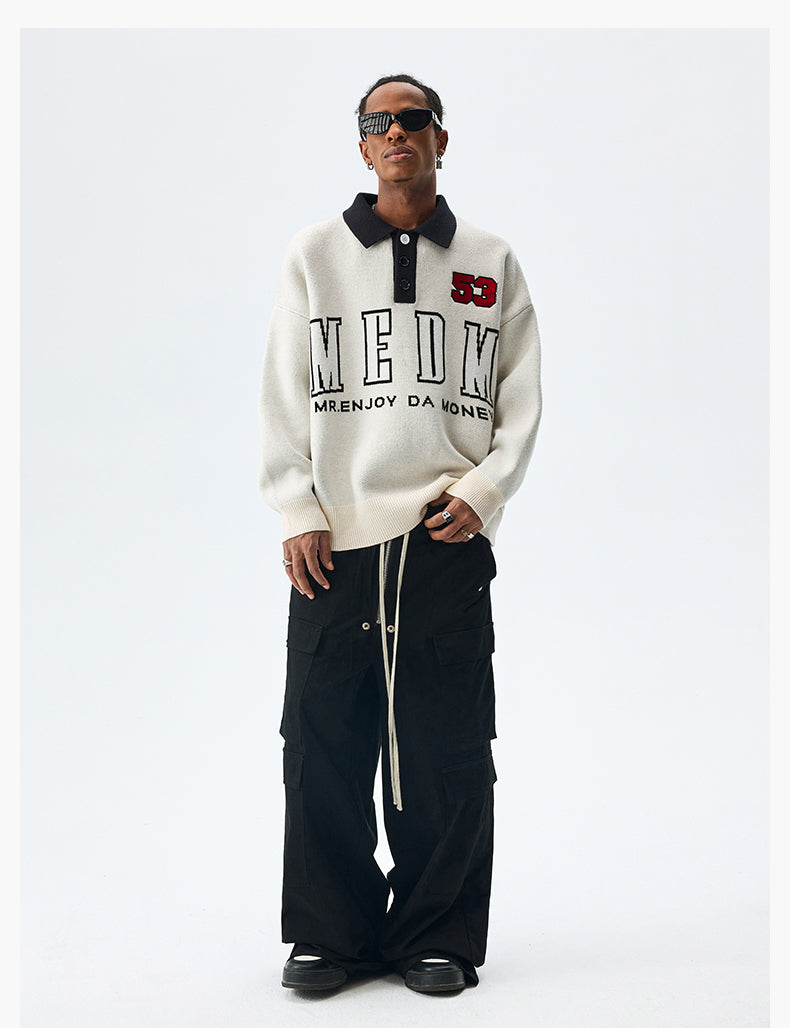 MEDM Patchwork Striped Elbow Knit Sweater | Face 3 Face