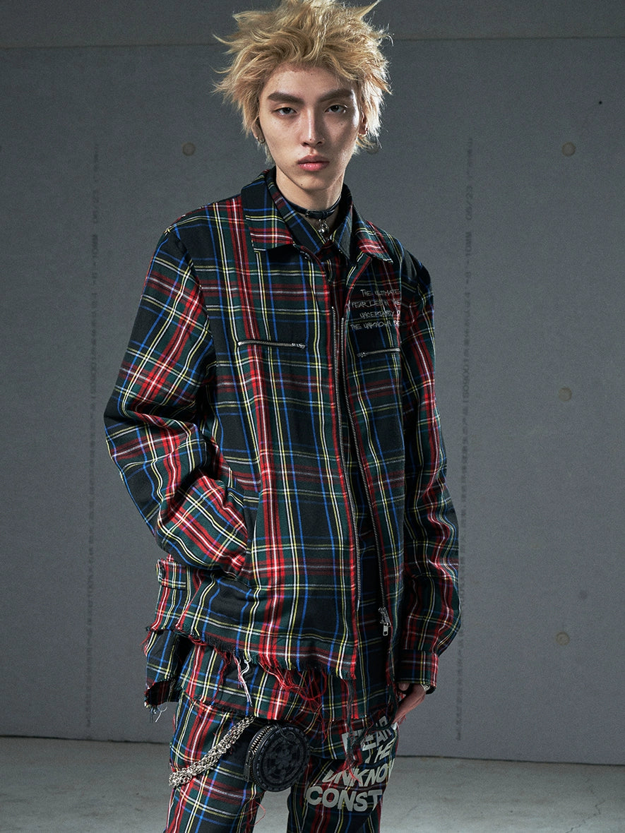 VENTUREK Tartan Check Embroidered Fringe Jacket | Face 3 Face