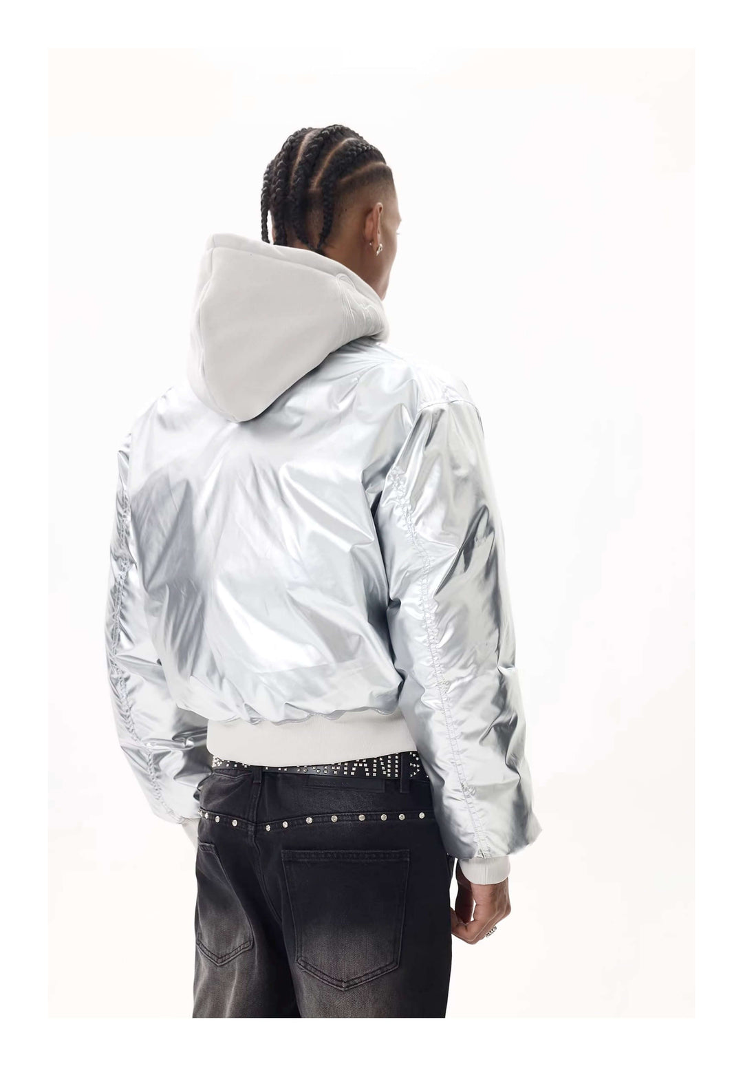 KARMANISTIC Embroidered Hooded Puffer Bomber Jacket | Face 3 Face