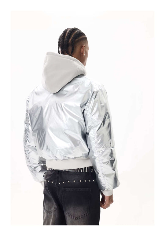 KARMANISTIC Embroidered Hooded Puffer Bomber Jacket | Face 3 Face