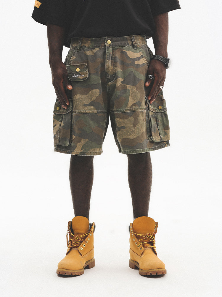 UNTILWERICH Camouflage Multi Pocket Work Cargo Shorts | Face 3 Face